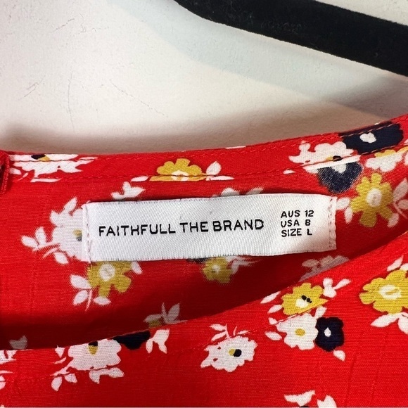 Faithfull the Brand Coreopsis Mini Dress womens 8 Orange Floral - Picture 6 of 8